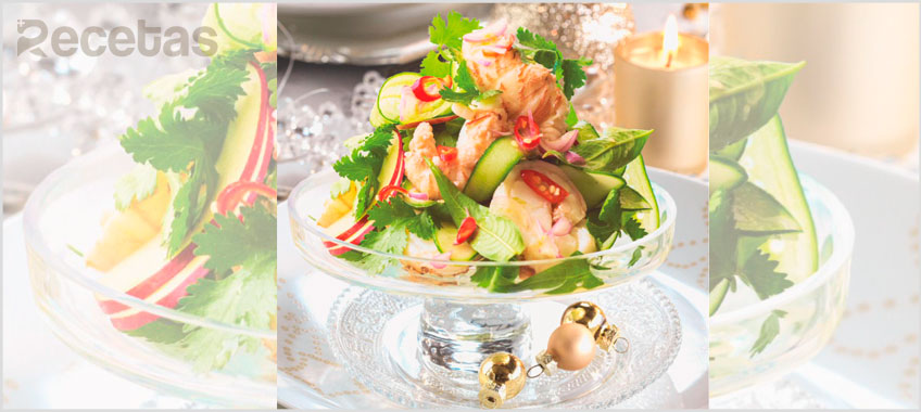 Ensalada de bogavante, pepino y manzana